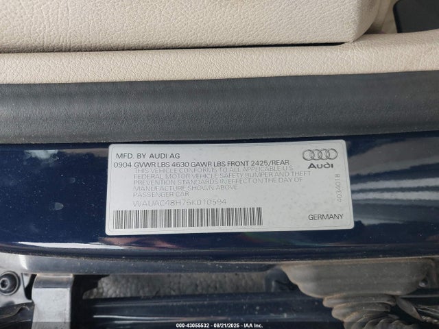2005 AUDI A4 WAUAC48H75K010594 Photo 8