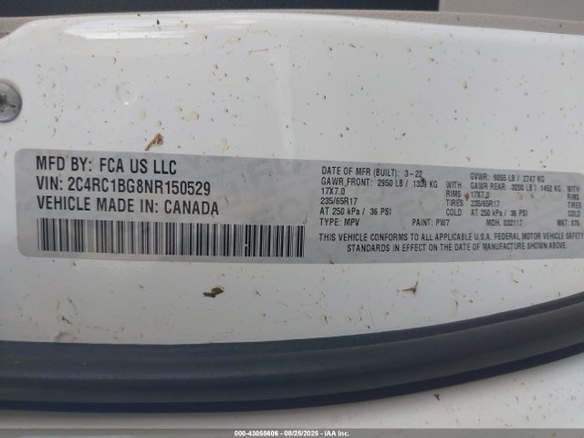 2C4RC1BG8NR150529 Chrysler Pacifica
