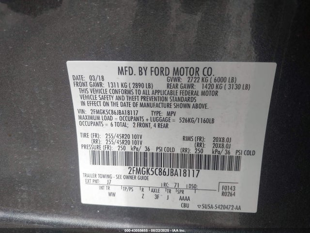 2FMGK5C86JBA18117 Ford Flex
