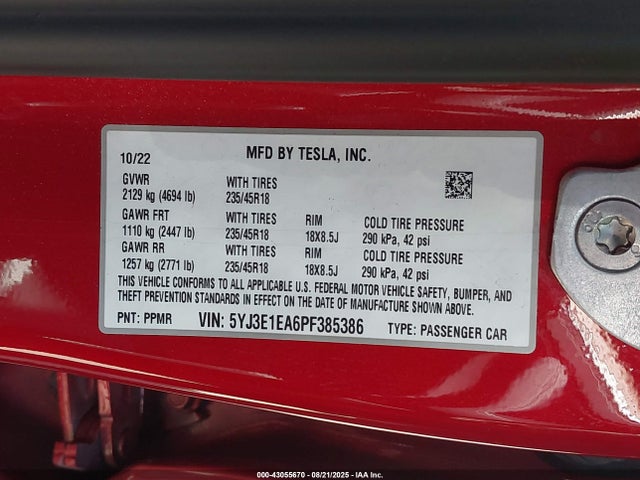 2023 TESLA MODEL 3 5YJ3E1EA6PF385386 Photo 8
