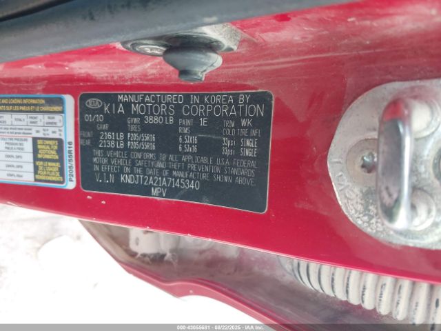 2010 KIA SOUL KNDJT2A21A7145340 Photo 8