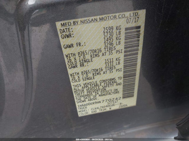 1N6AD0ER9HN770242 Nissan Frontier