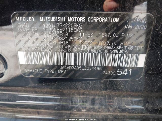 2020 MITSUBISHI OUTLANDER JA4AD3A35LZ034495 Photo 8