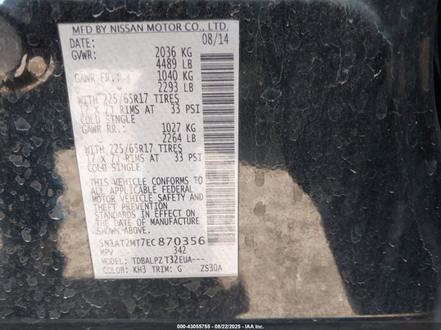 Nissan 2014 2014 5N1AT2MT7EC870356 Image 9