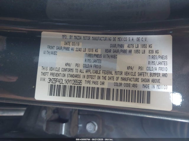 Mazda py 2019 3MZBPADL1KM106596 Image 9