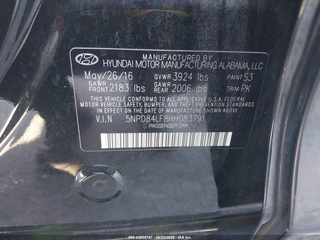 5NPD84LF8HH083791 Hyundai Elantra