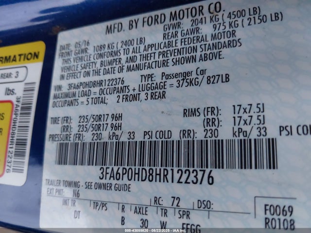 Ford 2017 2017 3FA6P0HD8HR122376 Image 9