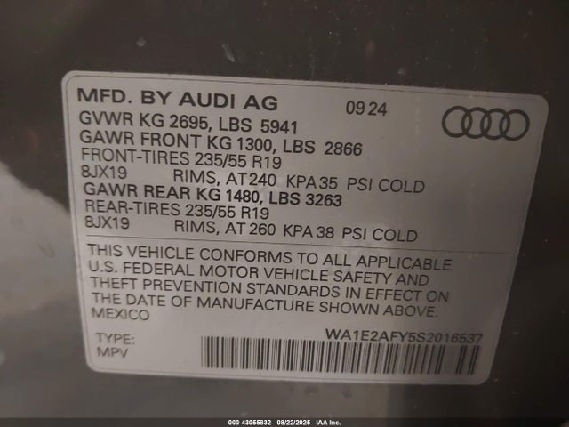2025 AUDI Q5 WA1E2AFY5S2016537 Photo 8
