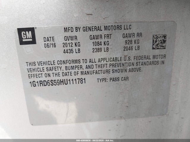 1G1RD6S59HU111781 Chevrolet l3a - di: direct injectio, vvt: variable valve timing, hybrid, gen 1