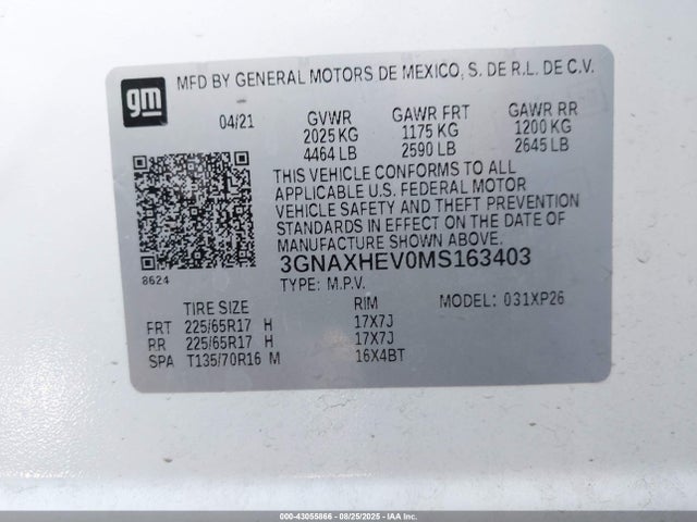 Chevrolet lyx 2021 3GNAXHEV0MS163403 Image 9