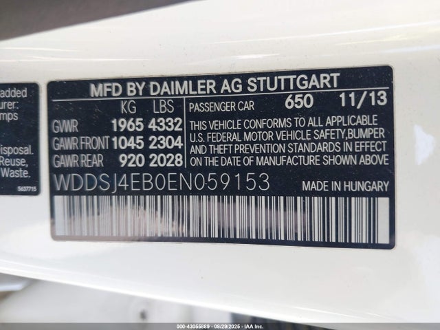 Mercedes-Benz CLA-Class 2014 WDDSJ4EB0EN059153 Image 9