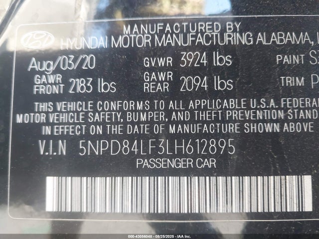 Hyundai mpi nu 2020 5NPD84LF3LH612895 Image 9