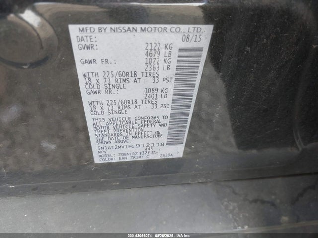 Nissan Rogue 2015 5N1AT2MV1FC912118 Image 9