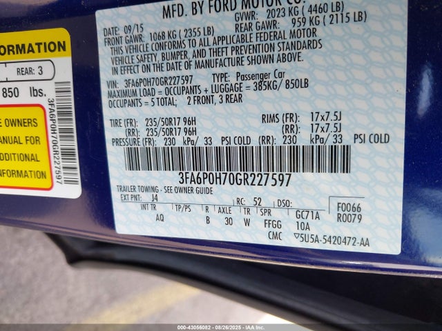 Ford 2016 2016 3FA6P0H70GR227597 Image 9