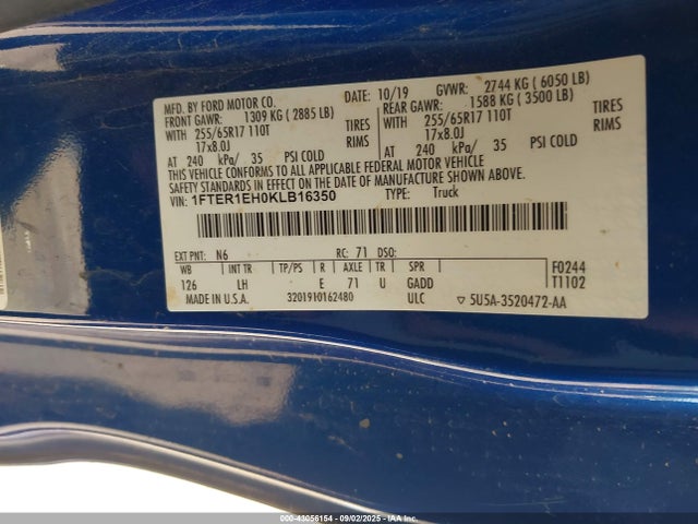 1FTER1EH0KLB16350 Ford 2019
