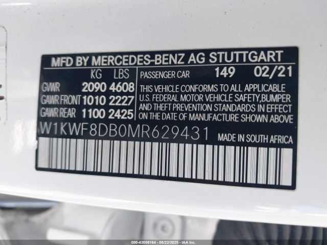 2021 MERCEDES-BENZ C 300 W1KWF8DB0MR629431 Photo 8