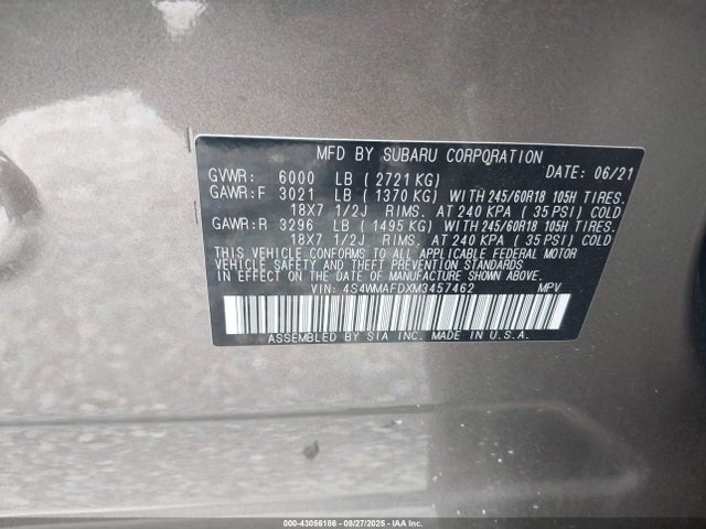 4S4WMAFDXM3457462 Subaru Ascent