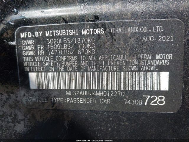 2021 MITSUBISHI MIRAGE ML32AUHJ4MH012270 Photo 8