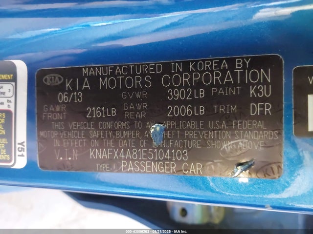 KNAFX4A81E5104103 KIA 2014