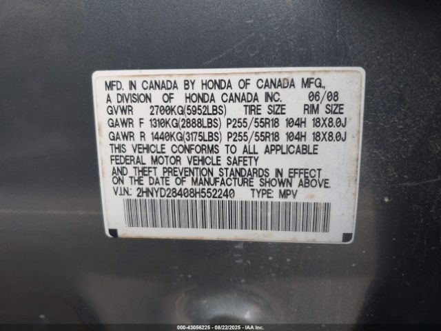 2008 ACURA MDX 2HNYD28408H552240 Photo 8