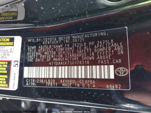 Toyota a25a-fxs 2025 4T1DAACK7SU178318 Image 9