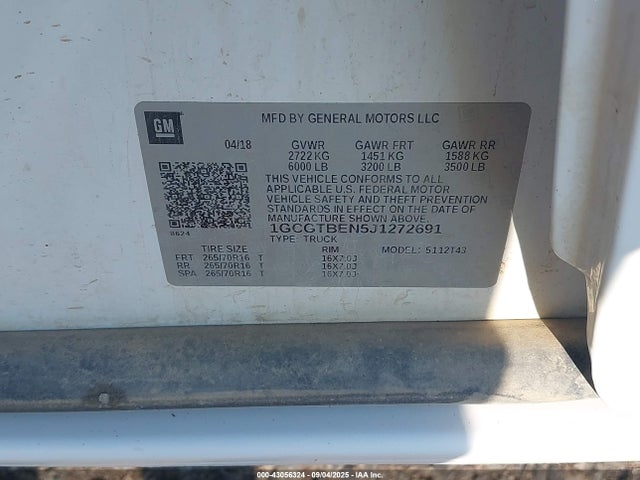 1GCGTBEN5J1272691 Chevrolet lgz - di: direct injection, vvt: variable valve timing, alum, var2, gen2
