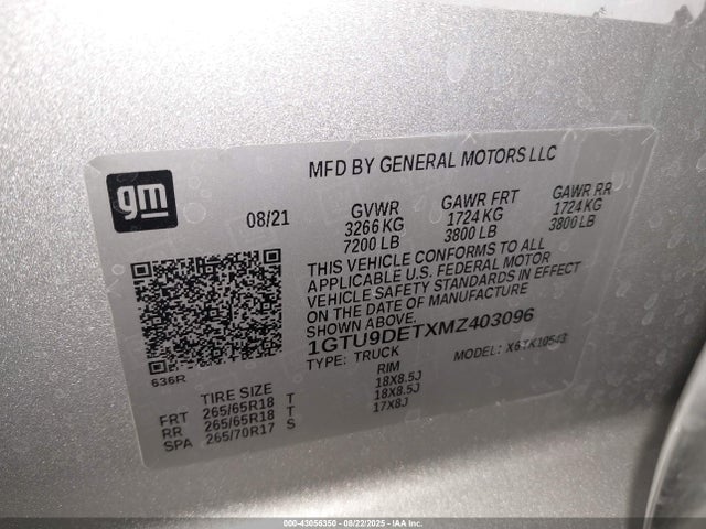 1GTU9DETXMZ403096 GMC lm2