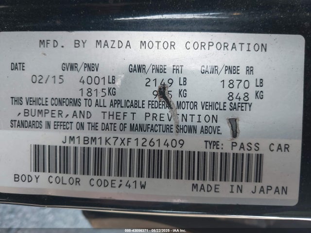 JM1BM1K7XF1261409 Mazda pe