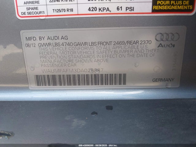 2013 AUDI A3 WAUMFAFM3DA028887 Photo 8