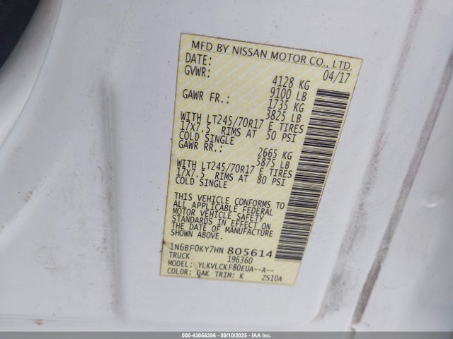 1N6BF0KY7HN805614 Nissan 2017