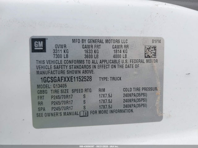 Chevrolet lu3 - 90 degree engine 2014 1GCSGAFXXE1152528 Image 9