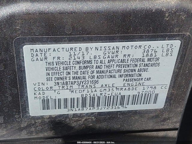 3N1AB7AP3JY231696 Nissan Sentra