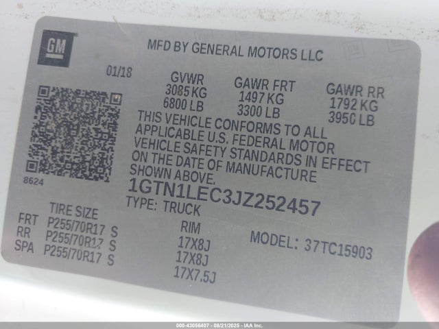 1GTN1LEC3JZ252457 GMC l83 -spark ignited direct injection, variable valve timing, afm, e85 max, alum