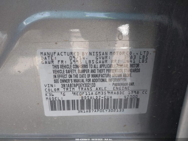 3N1AB7AP0EY302133 Nissan Sentra