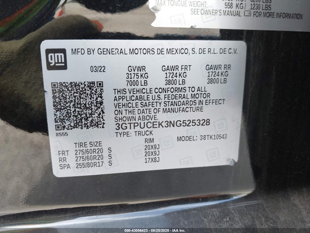 3GTPUCEK3NG525328 GMC l3b