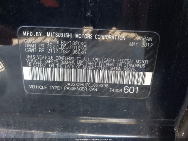 2012 MITSUBISHI LANCER SPORTBACK JA32X2HU7CU029398 Photo 8