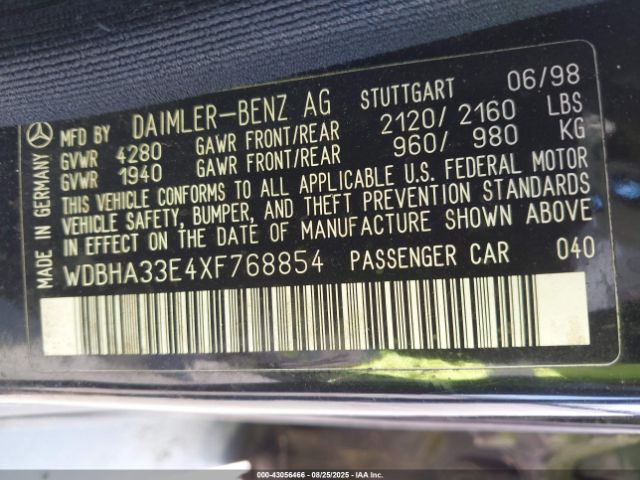 1999 MERCEDES-BENZ C 43 WDBHA33E4XF768854 Photo 8