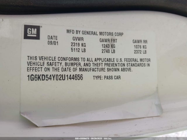 2002 CADILLAC DEVILLE 1G6KD54Y02U144656 Photo 8