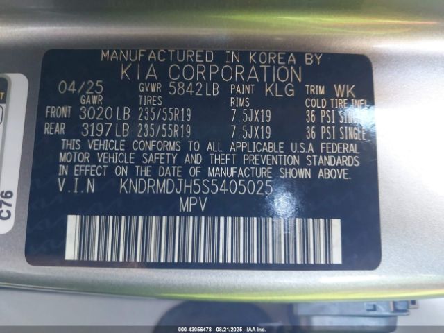 2025 KIA SORENTO PLUG-IN HYBRID KNDRMDJH5S5405025 Photo 8