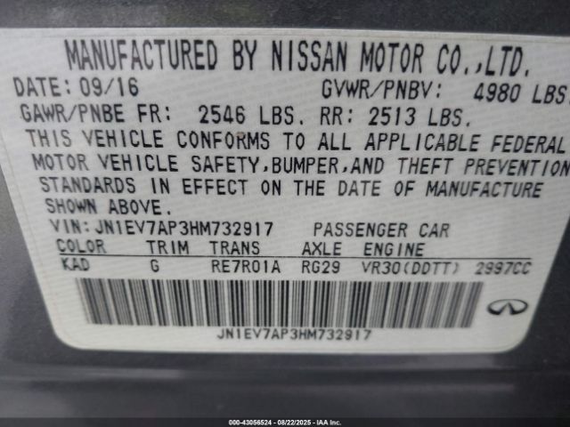 2017 INFINITI Q50 JN1EV7AP3HM732917 Photo 8