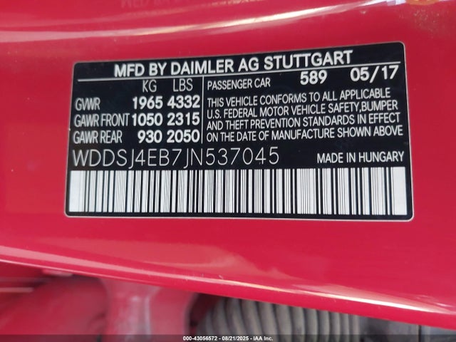 Mercedes-Benz m270 2018 WDDSJ4EB7JN537045 Image 9