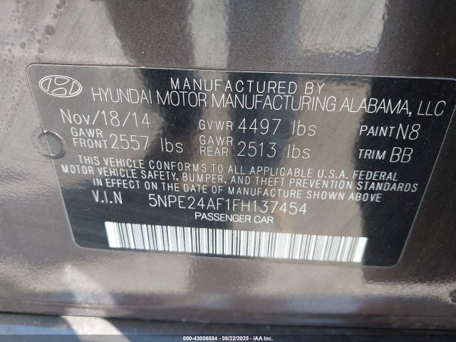 5NPE24AF1FH137454 Hyundai dohc gdi theta-ii