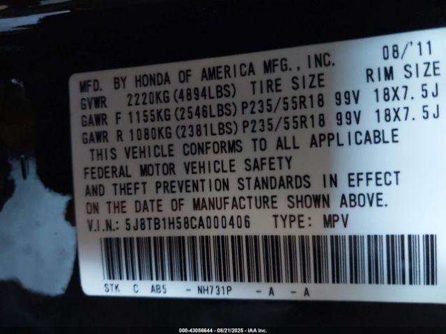 2012 ACURA RDX 5J8TB1H58CA000406 Photo 8
