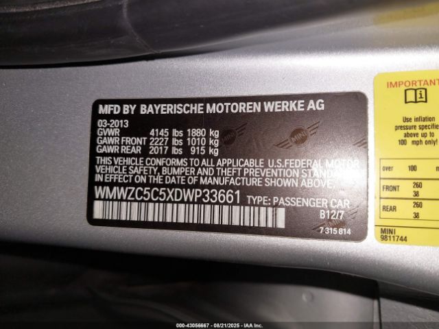 2013 MINI COUNTRYMAN WMWZC5C5XDWP33661 Photo 8