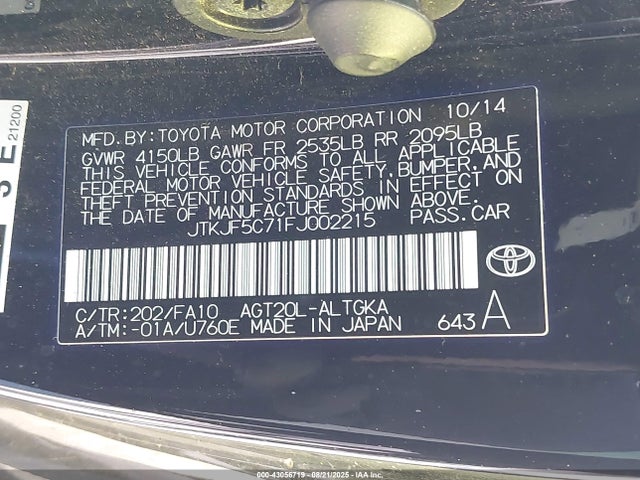 Scion 2ar-fe 2015 JTKJF5C71FJ002215 Image 9