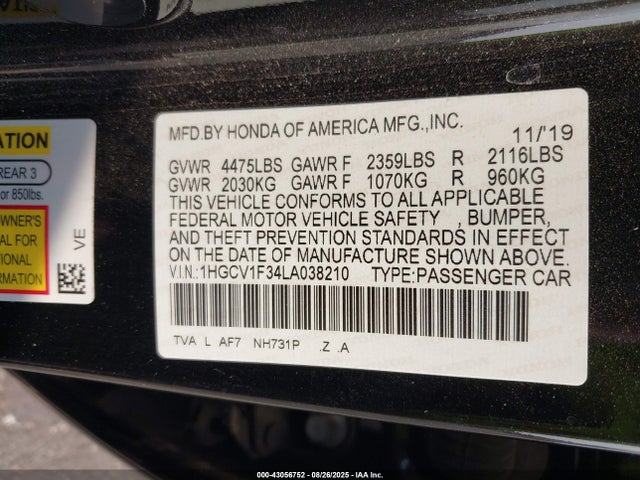 Honda l15be 2020 1HGCV1F34LA038210 Image 9