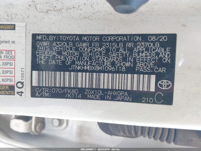 JTNKHMBX8M1096118 Toyota 3zr-fae