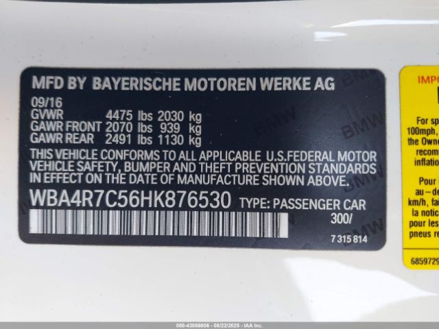 2017 BMW 430I WBA4R7C56HK876530 Photo 8