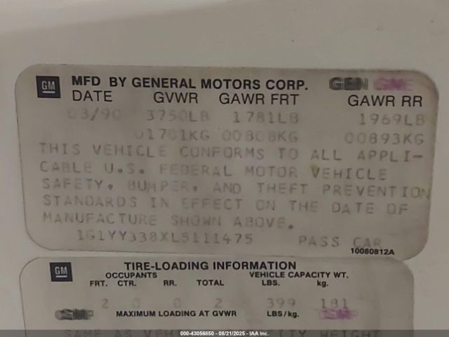 1990 CHEVROLET CORVETTE 1G1YY338XL5111475 Photo 8