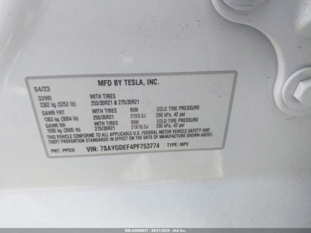 2023 TESLA MODEL Y 7SAYGDEF4PF753774 Photo 8